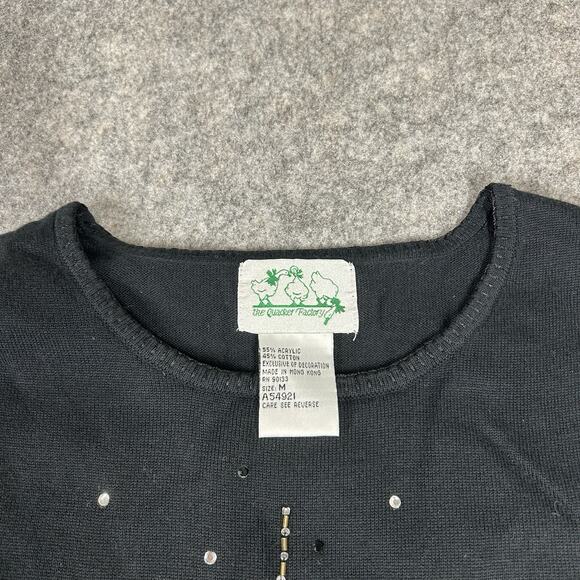 The Quacker Factory Sweater Tunic Top Womens Medium Spider Web Beaded Halloween - Picture 2 of 8